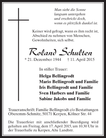 Anzeige von Roland Schulten von  Werbepost 