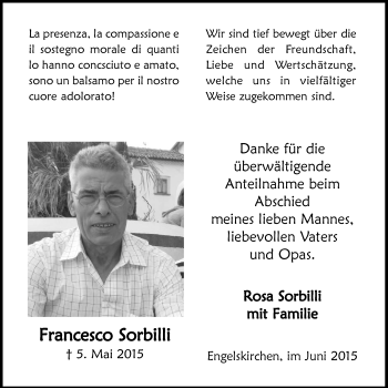 Anzeige von Francesco Scorbilli von  Anzeigen Echo 