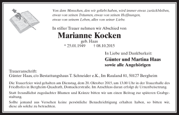 Anzeige von Marianne Kocken von  Werbepost 