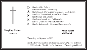Anzeige von Sieglind Schulz von  Schlossbote/Werbekurier 