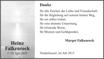 Anzeige von Heinz Falkenreck von  Extra Blatt 