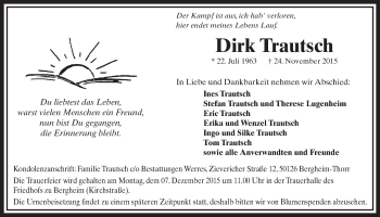 Anzeige von Dirk Trautsch von  Sonntags-Post 