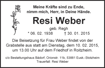 Anzeige von Resi Weber von  Blickpunkt Euskirchen 