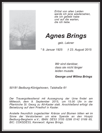 Anzeige von Agnes Brings von  Werbepost 