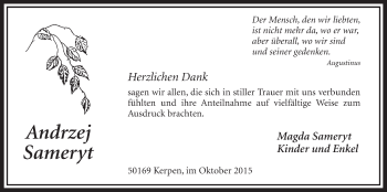 Anzeige von Andrzej Sameryt von  Sonntags-Post 