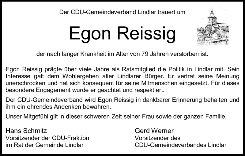  Traueranzeige für Egon Reissig vom 26.09.2015 aus Kölner Stadt-Anzeiger / Kölnische Rundschau / Express
