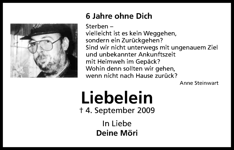  Traueranzeige für Liebelein  vom 04.09.2015 aus Kölner Stadt-Anzeiger / Kölnische Rundschau / Express