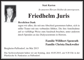 Anzeige von Friedhelm Juris von  Werbepost 