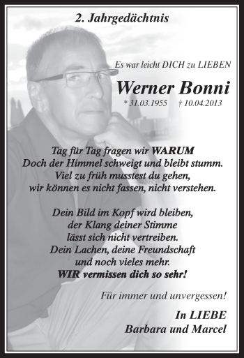 Anzeige von Werner Bonni von  Werbepost 