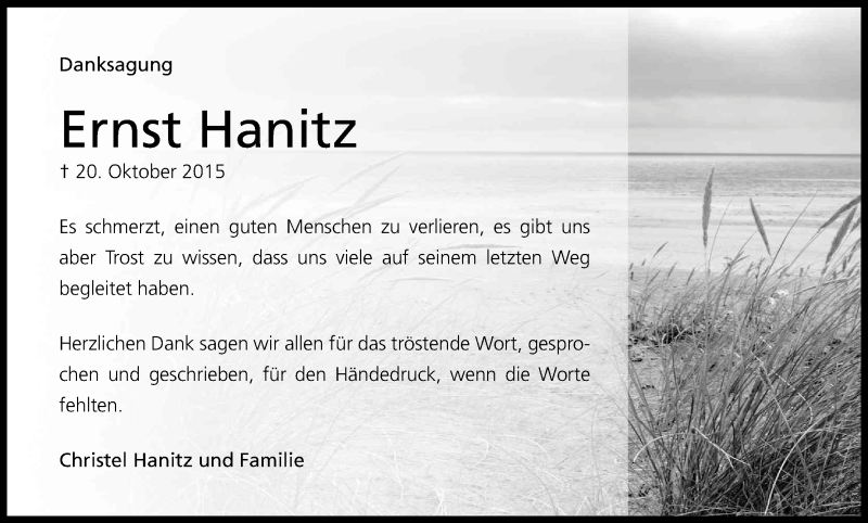  Traueranzeige für Ernst Hanitz vom 04.12.2015 aus Kölner Stadt-Anzeiger / Kölnische Rundschau / Express