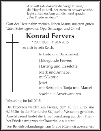 Anzeige von Konrad Fervers von  Schlossbote/Werbekurier 