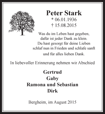 Anzeige von Peter Stark von  Werbepost 