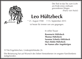 Anzeige von Leo Hültzbeck von  Anzeigen Echo 