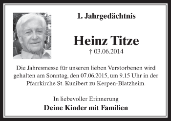 Anzeige von Heinz Titze von  Werbepost 