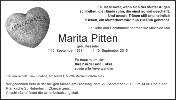 Anzeige von Marita Pitten von  Blickpunkt Euskirchen 