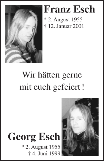 Anzeige von Franz und Georg Esch von  Anzeigen Echo 