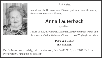 Anzeige von Anna Lauterbach von  Blickpunkt Euskirchen 