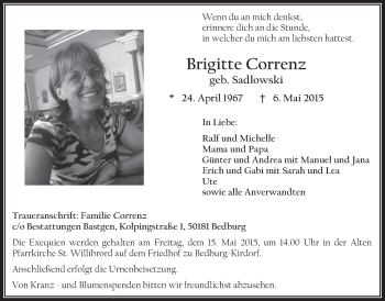 Anzeige von Brigitte Correnz von  Werbepost 