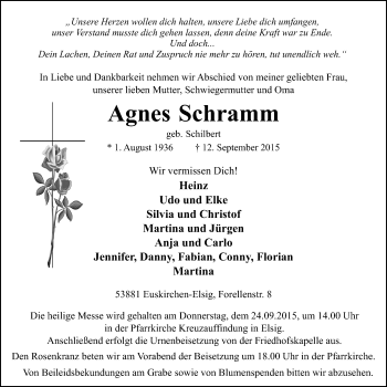 Anzeige von Agnes Schramm von  Blickpunkt Euskirchen 