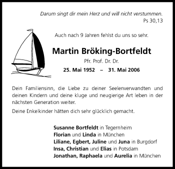 Anzeige von Martin Bröking-Bortfeldt von Kölner Stadt-Anzeiger / Kölnische Rundschau / Express