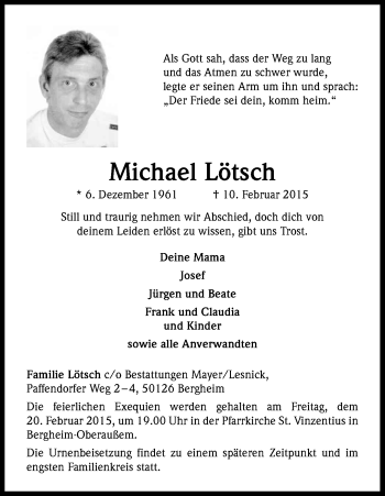 Anzeige von Michael Lötsch von Kölner Stadt-Anzeiger / Kölnische Rundschau / Express