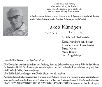 Anzeige von Jakob Kündgen von  Schlossbote/Werbekurier 