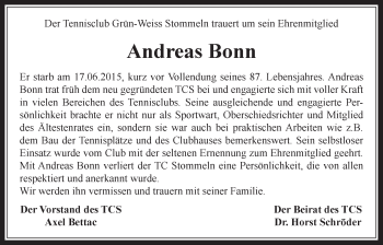 Anzeige von Andreas Bonn von  Sonntags-Post 