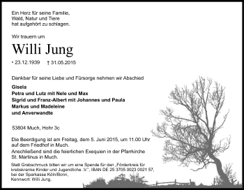 Anzeige von Willi Jung von Kölner Stadt-Anzeiger / Kölnische Rundschau / Express