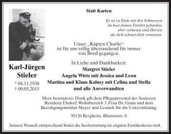 Anzeige von Karl-Jürgen Stieler von  Werbepost 