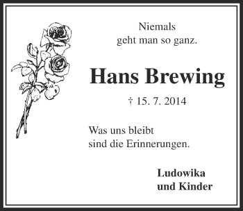 Anzeige von Hans Brewing von  Kölner Wochenspiegel 
