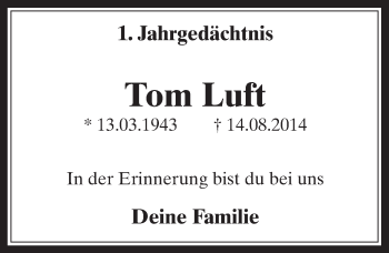 Anzeige von Tom Luft von  Wochenende 