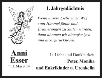 Anzeige von Anni Esser von  Werbepost 