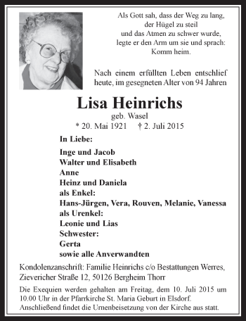 Anzeige von Lisa Heinrichs von  Werbepost 