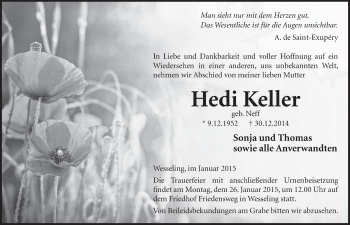 Anzeige von Hedi Keller von  Schlossbote/Werbekurier 