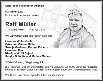 Anzeige von Ralf Müller von  Werbepost 