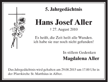 Anzeige von Hans Josef Aller von  Schaufenster/Blickpunkt 