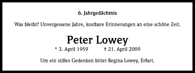  Traueranzeige für Peter Lowey vom 21.04.2015 aus Kölner Stadt-Anzeiger / Kölnische Rundschau / Express