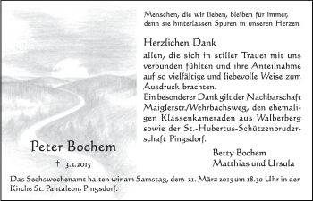 Anzeige von Peter Bochem von  Schlossbote/Werbekurier 