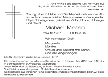 Anzeige von Michael Miesen von  Schlossbote/Werbekurier 