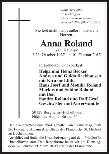 Anzeige von Anna Roland von  Werbepost 