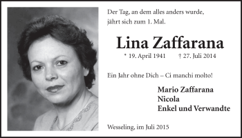 Anzeige von Lina Zaffarana von  Schlossbote/Werbekurier 