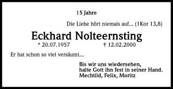 Anzeige von Eckhard Nolteernsting von Kölner Stadt-Anzeiger / Kölnische Rundschau / Express