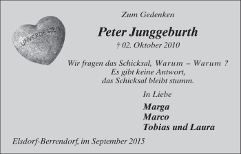 Anzeige von Peter Junggeburth von  Werbepost 