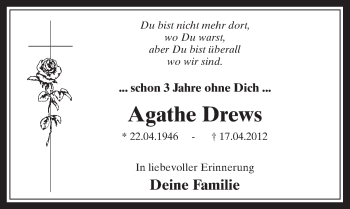 Anzeige von Agathe Drews von  Werbepost 