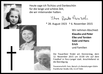 Anzeige von Berta  von  Kölner Wochenspiegel 