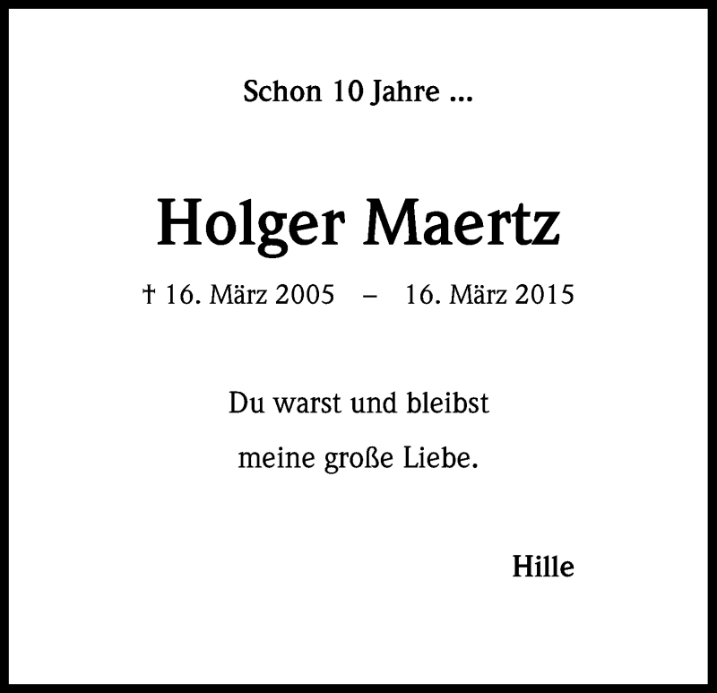  Traueranzeige für Holger Maertz vom 14.03.2015 aus Kölner Stadt-Anzeiger / Kölnische Rundschau / Express