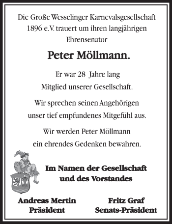 Anzeige von Peter Möllmann von  Schlossbote/Werbekurier 
