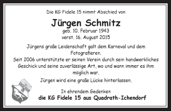 Anzeige von Jürgen Schmitz von  Werbepost 
