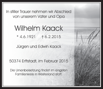 Anzeige von Wilhelm Kaack von  Werbepost 