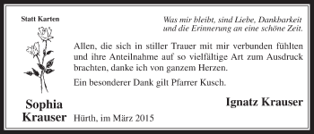 Anzeige von Sophia Krauser von  Wochenende 